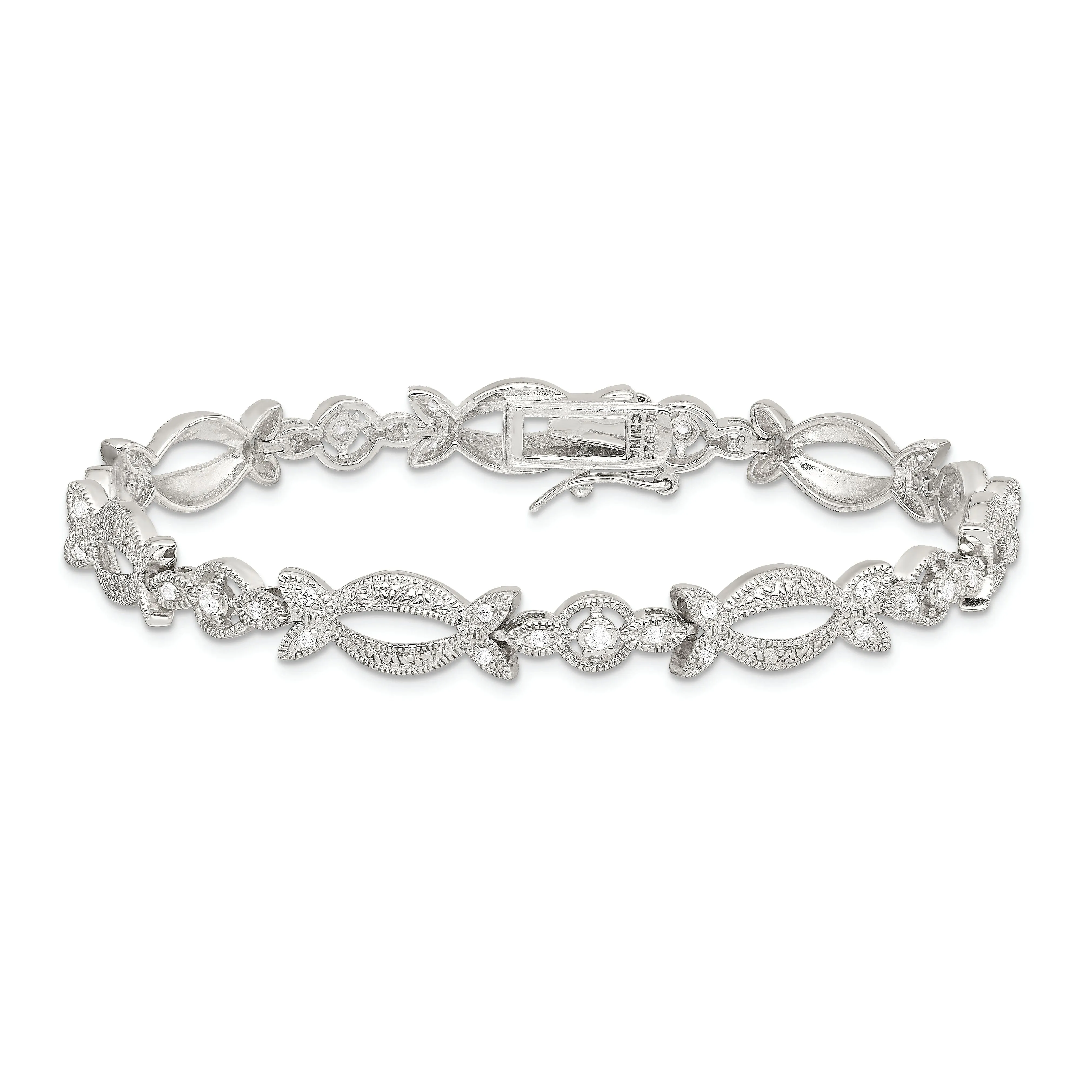 Sterling Silver Polish Cubic Zirconia Bracelet