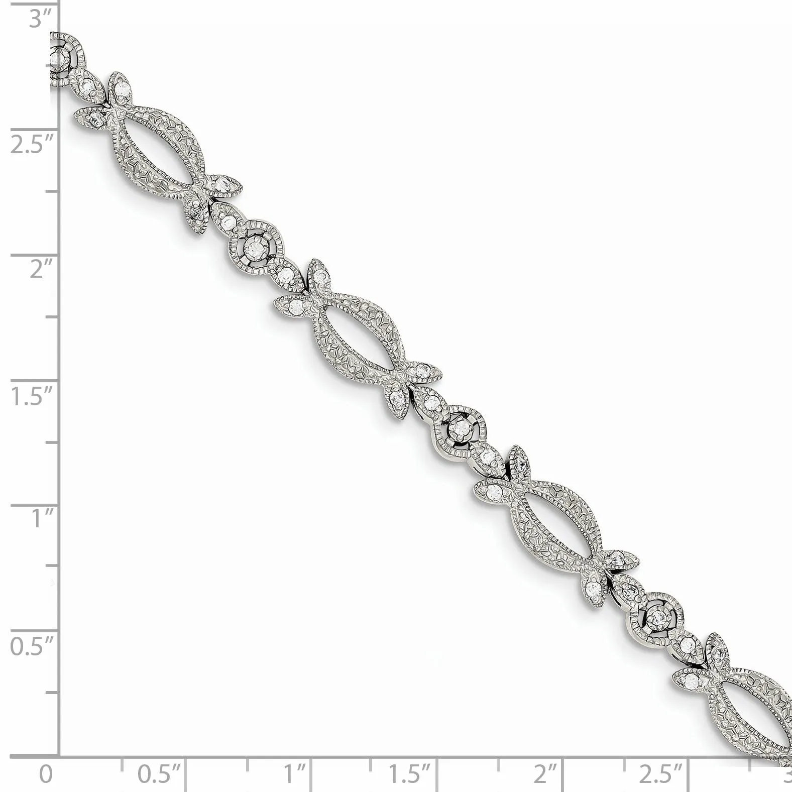 Sterling Silver Polish Cubic Zirconia Bracelet