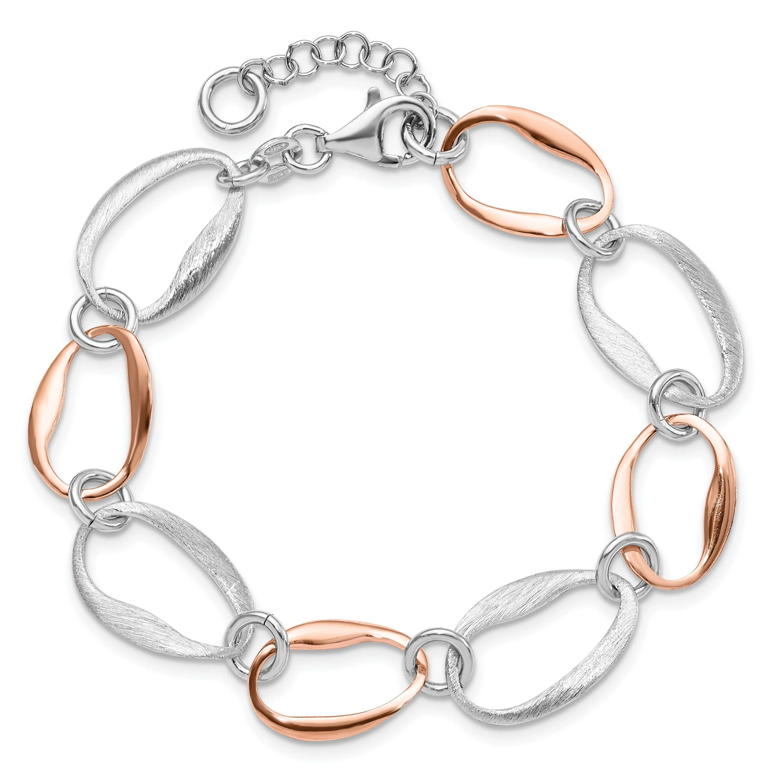 Sterling Silver Rose Gold-plated Link Bracelet