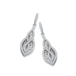 Sterling Silver Teardrop Micro Pave CZ Stud Earrings