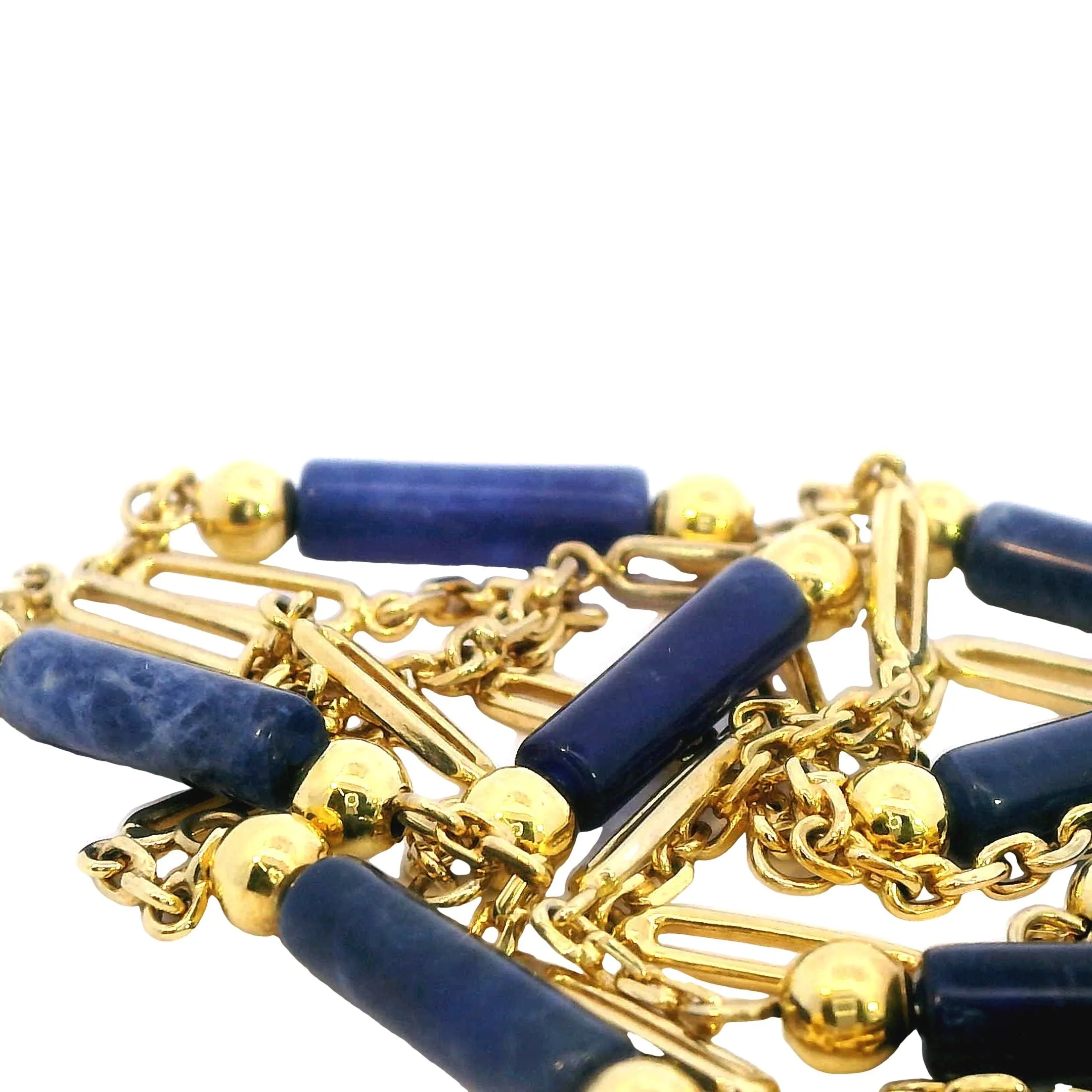 Timeless Elegance Unveiled: Lapis Lazuli & Gold-Look Link Necklace