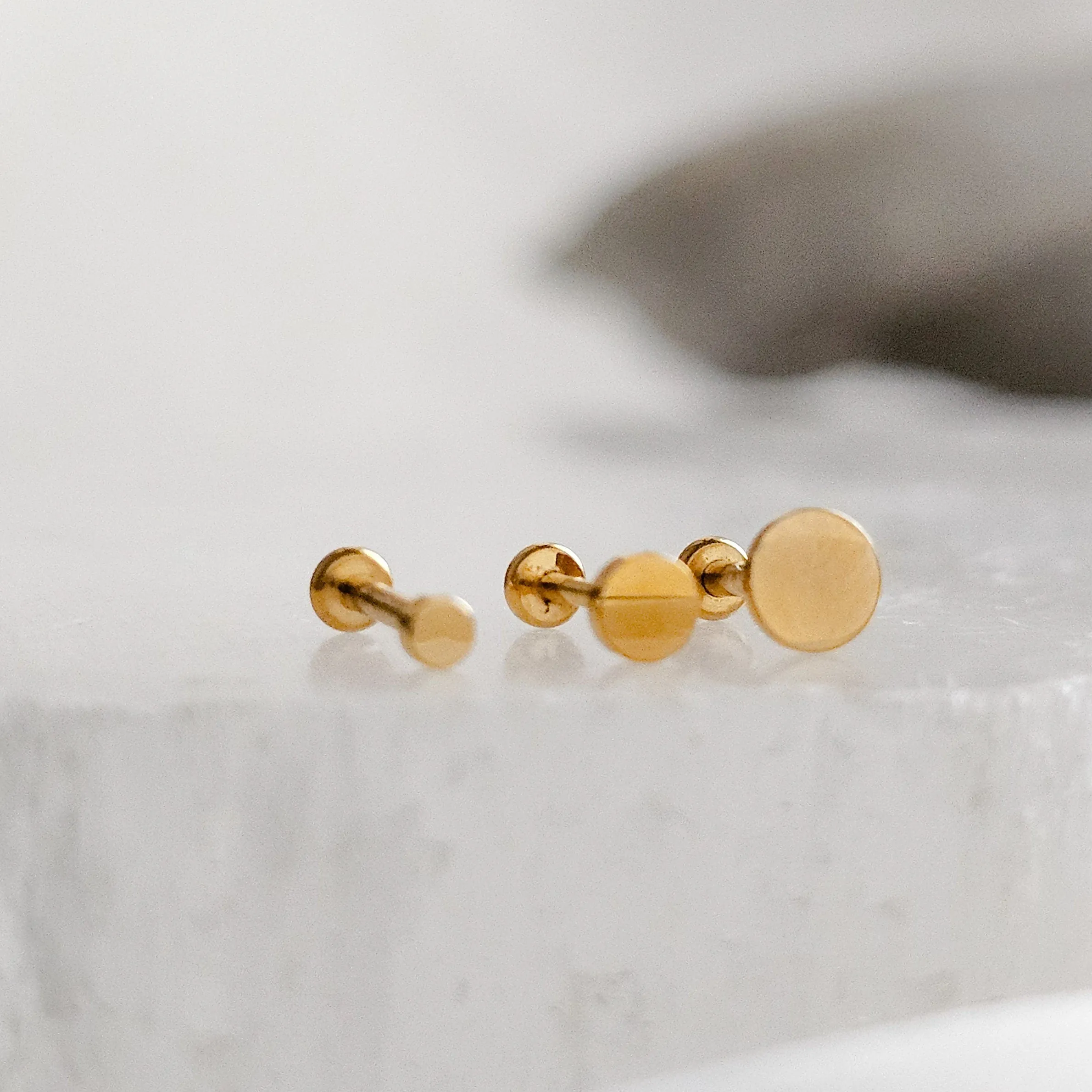 Titanium Dot Studs • Flat Back Nap Earrings