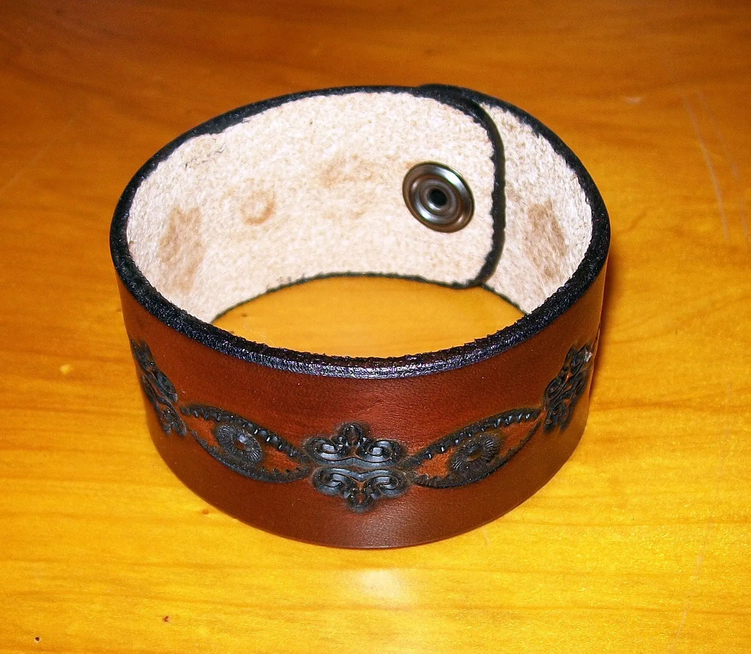 Tooled "Dark" Design Leather Wristbands by Old School Leather Co.