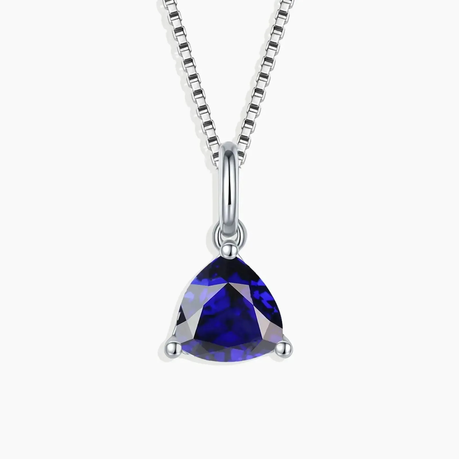 Trillion Cut Sapphire Necklace in Sterling Silver - Irosk®