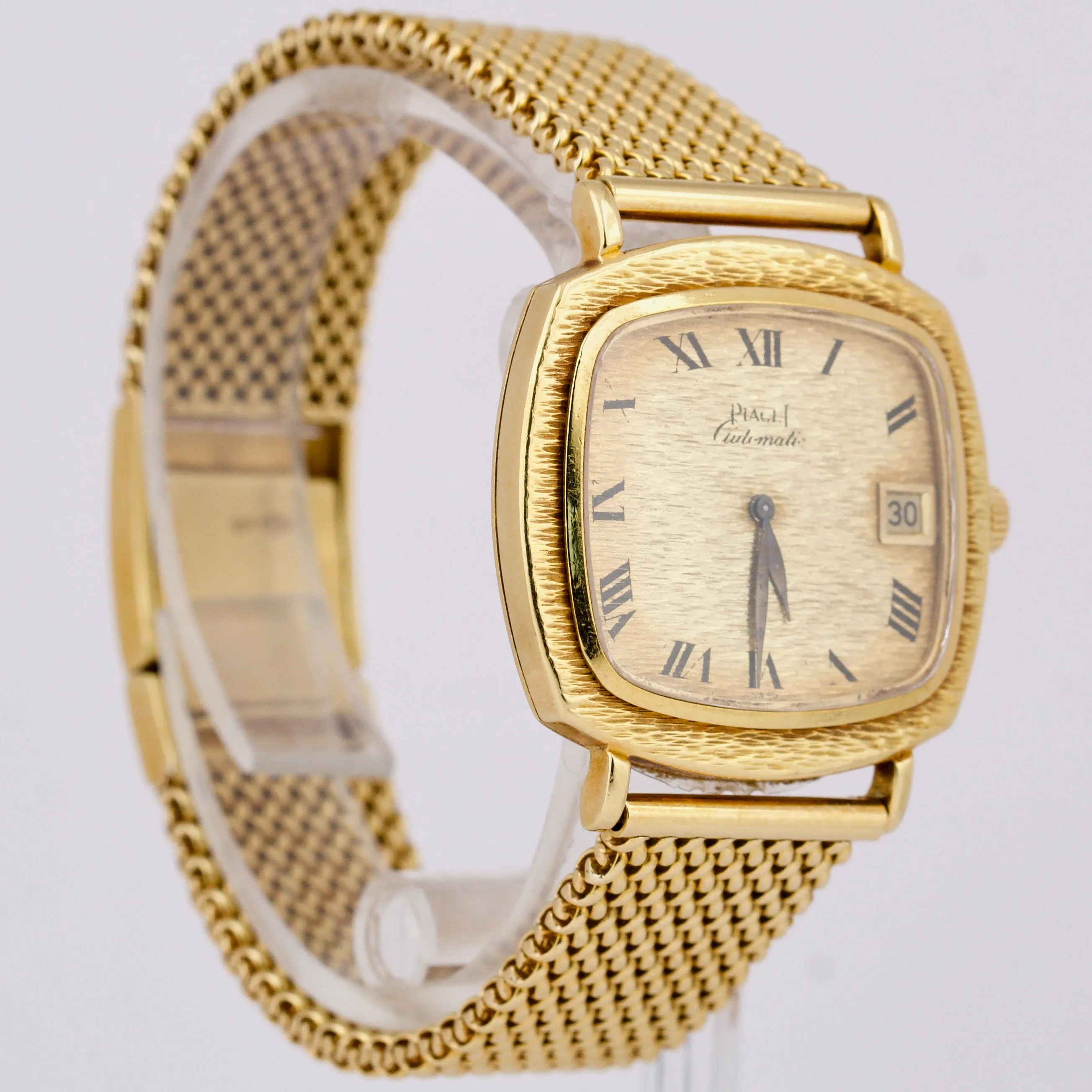 VINTAGE Piaget 18K Yellow Gold CHAMPAGNE BARK 32mm Automatic Roman Watch 13434