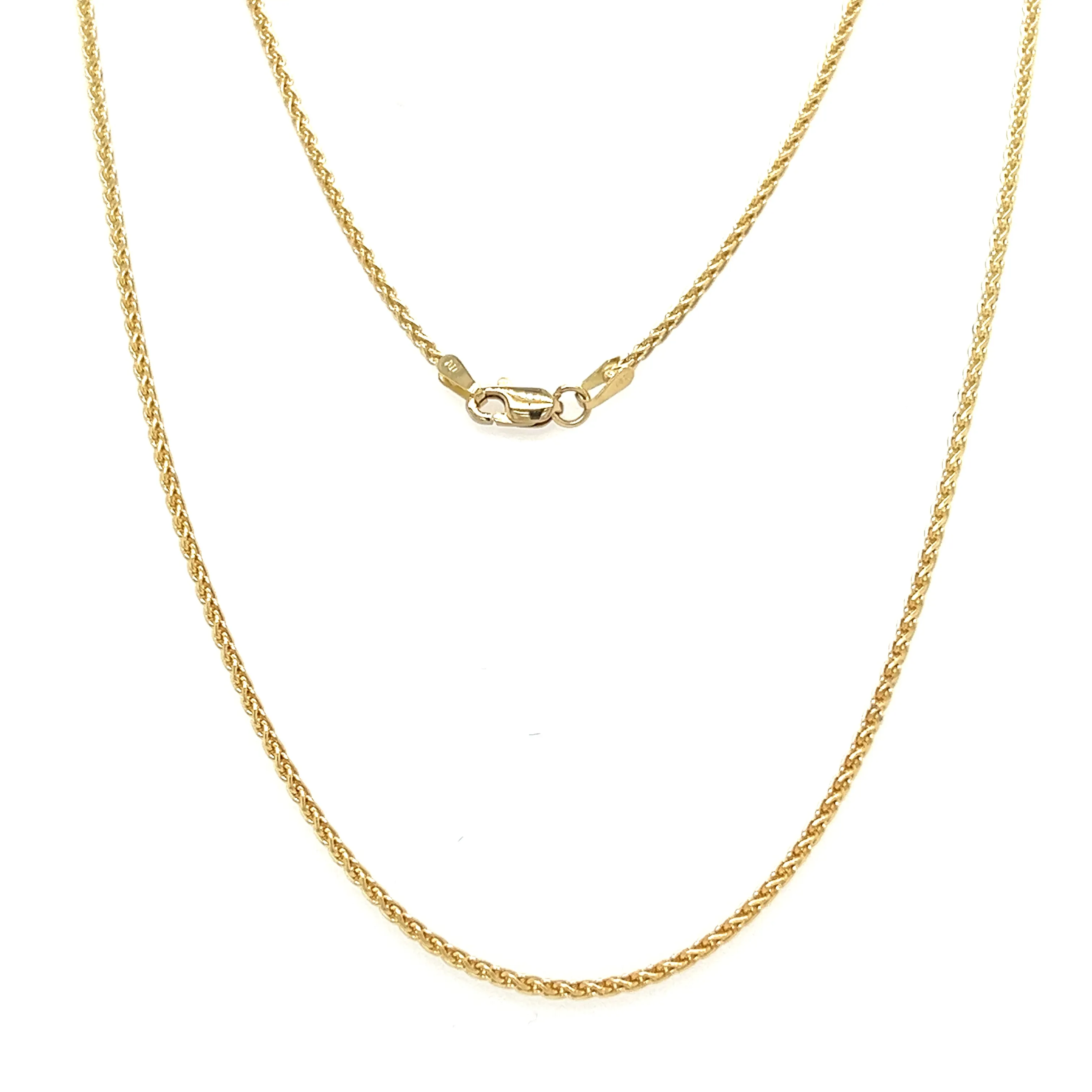 Wheat Chain 1.5mm with 20in Length in 14K Yellow Gold