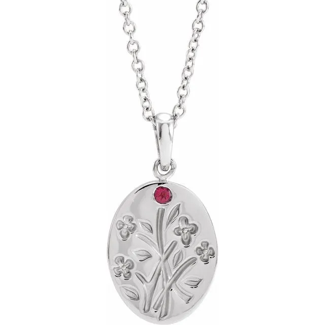 Wildflower Mother's Family Birthstone Oval Pendant or Necklace