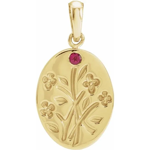 Wildflower Mother's Family Birthstone Oval Pendant or Necklace