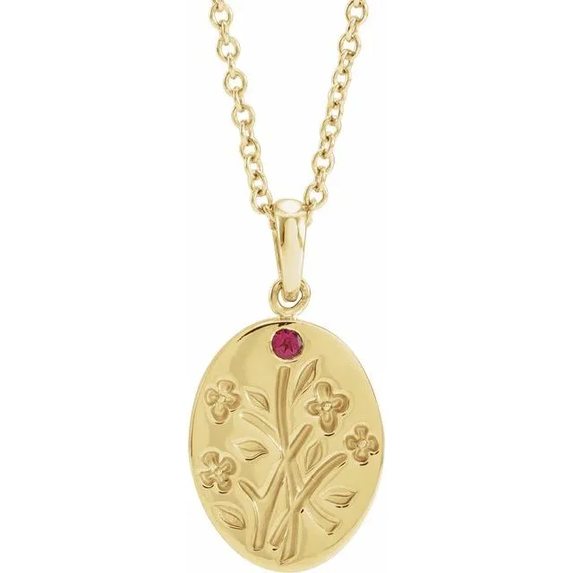 Wildflower Mother's Family Birthstone Oval Pendant or Necklace